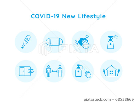 新的冠狀病毒可測量新的生活方式圖標 68538669