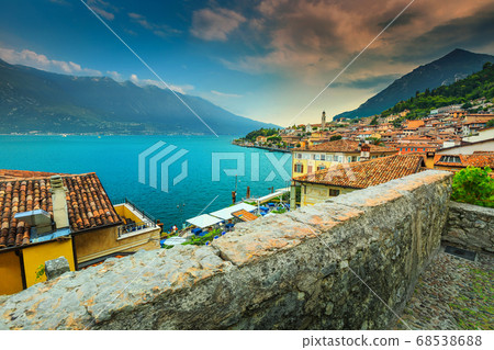 Panorama view of Limone sul Garda, Lombardy region, Italy, Europe 68538688
