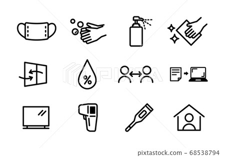 Infectious disease control icon set/prevention/corona/illustration/flu/hand wash Infectious disease control icon set/prevention/corona/illustration/flu/hand wash 68538794