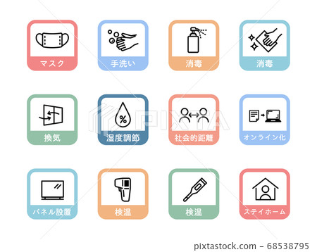 Infectious disease control icon set/prevention/corona/illustration/flu/hand wash 68538795