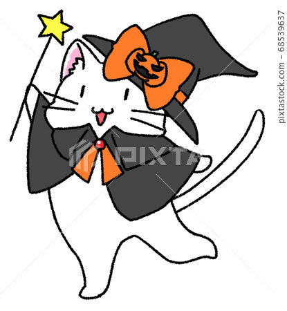 White cat dressed up for Halloween White cat dressed up for Halloween 68539637