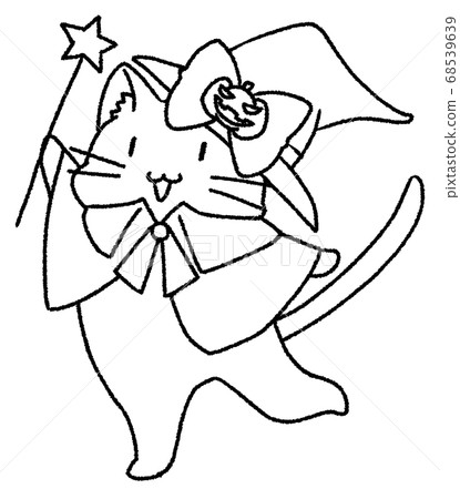 Coloring book of cat in Halloween costume Coloring book of cat in Halloween costume 68539639