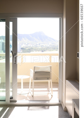 Waikiki Beach and Diamond Head from the 30th floor of the Sheraton Hotel on Oahu, Hawaii 68539687