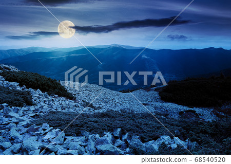 mountain landscape with stones at night. juniper 68540520