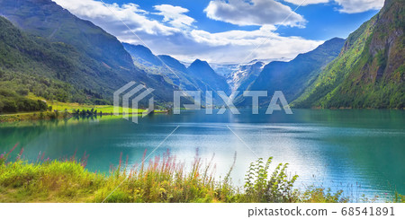 Norway fjord and glacier banner landscape 68541891