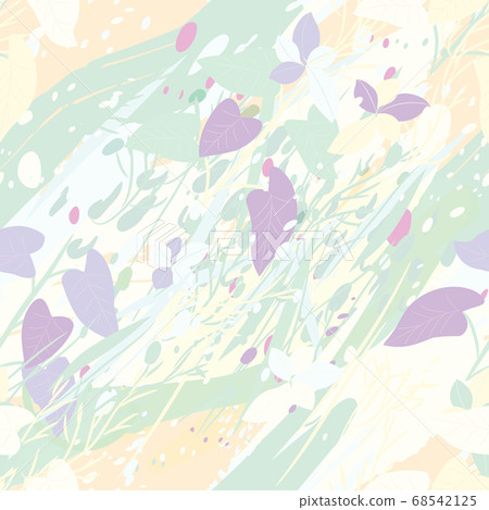 Military camouflage texture with trees, branches, grass and watercolor stains 68542125