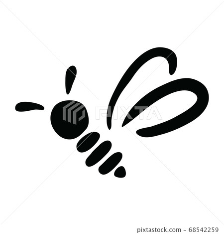 Vector Illustration Hand-drawn Silhouette Of A Bee. Vector Illustration Hand-drawn Silhouette Of A Bee. 68542259