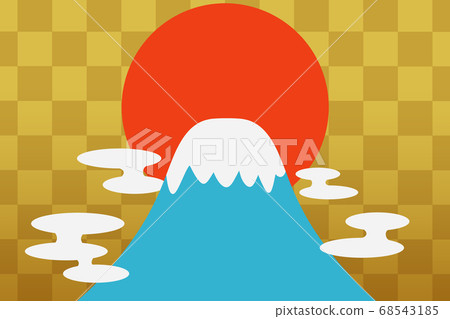 富士山背景矩形第一個日出格仔圖案 富士山背景矩形第一個日出格仔圖案 68543185