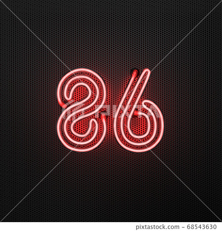 Glowing red neon number 86 celebration 68543630