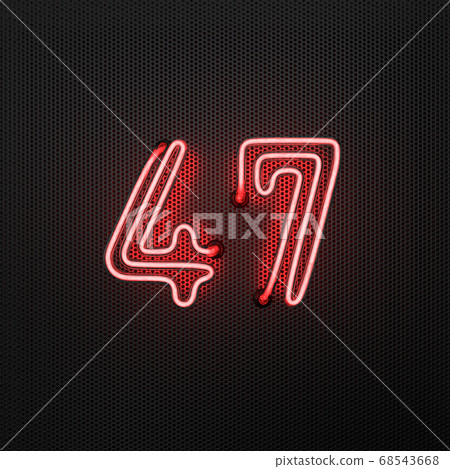 Glowing red neon number 47 celebration 68543668