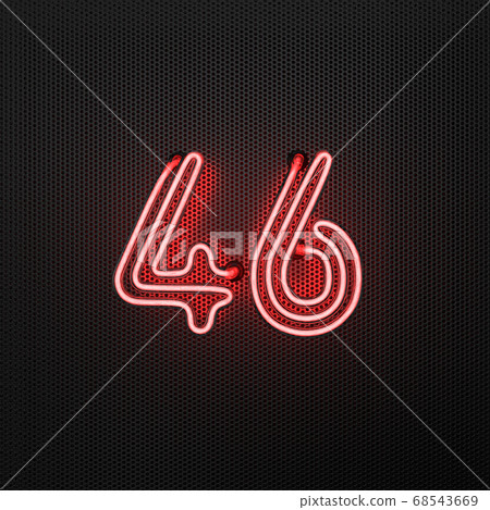 Glowing red neon number 46 celebration Glowing red neon number 46 celebration 68543669