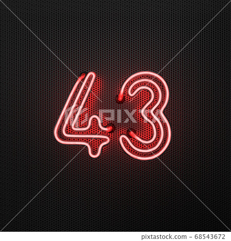 Glowing red neon number 43 celebration 68543672