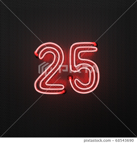 Glowing red neon number 25 celebration - Stock Illustration [68543690 ...