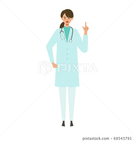 解釋用一隻手的一位女醫生的插圖 解釋用一隻手的一位女醫生的插圖 68543791