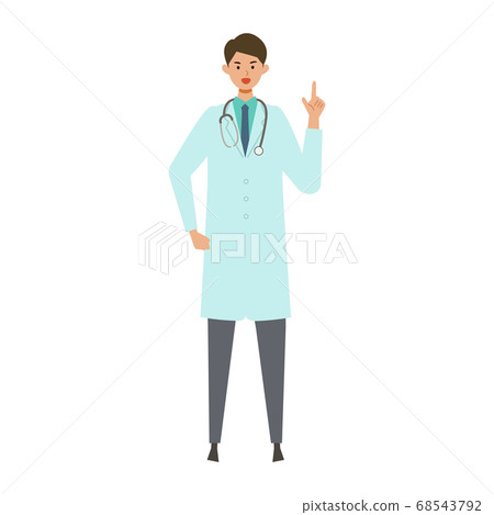 解釋用一隻手的一位男醫生的插圖 68543792