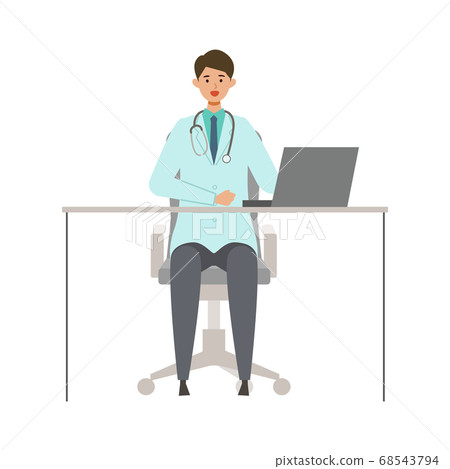 Illustration of a male doctor sitting in a chair Illustration of a male doctor sitting in a chair 68543794