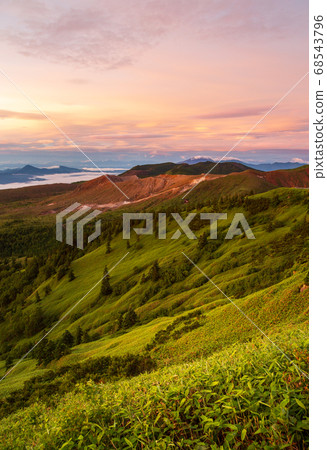 Kusatsu Shirane mountain sunrise in the summer from Shibutoge Kusatsu Shirane mountain sunrise in the summer from Shibutoge 68543796