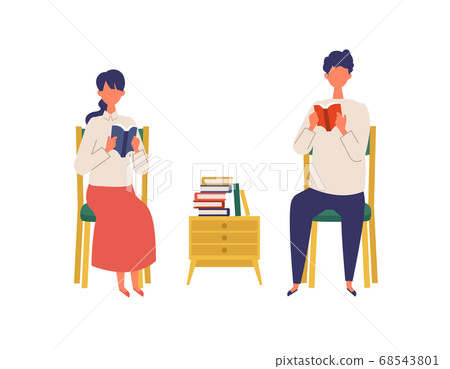 男人和女人享受閱讀的插圖 68543801