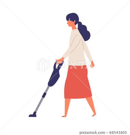 吸塵的女人的插圖 68543805