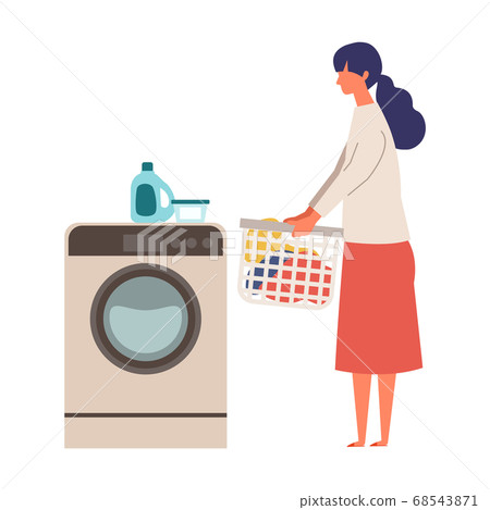 Illustration of a woman doing laundry Illustration of a woman doing laundry 68543871