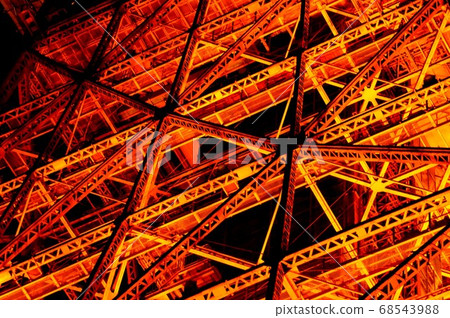 The steel frame of Tokyo Tower emerging in the light up The steel frame of Tokyo Tower emerging in the light up 68543988