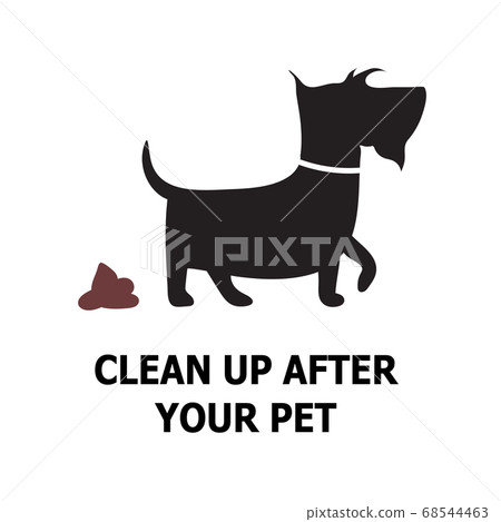 Dog poo information vector icon, pictogram. Clean up after your pet funny cartoon sign 68544463