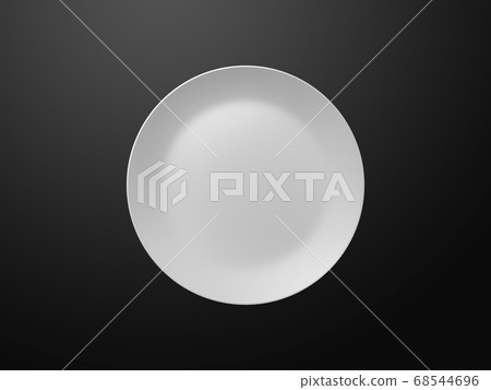White plate, black background, overhead view, oval plate White plate, black background, overhead view, oval plate 68544696