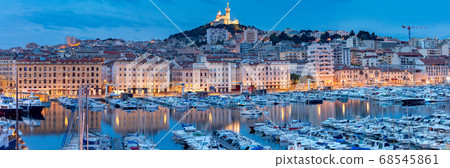 Marseilles. Panoramic view of the old port and the Cathedral of Notre Dame. Marseilles. Panoramic view of the old port and the Cathedral of Notre Dame. 68545861