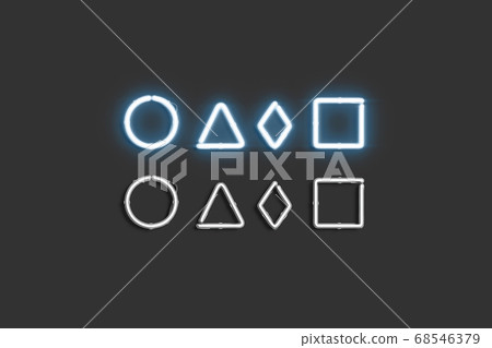 Decorative small circle, rhombus, triangle and square neon symbol mockup 68546379