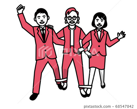 Elderly women and young men and women with three legs Elderly women and young men and women with three legs 68547842