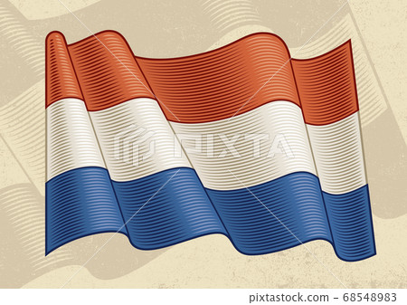 Vintage Flag Of Netherlands. Editable EPS8 vector illustration with clipping mask in woodcut style. Vintage Flag Of Netherlands. Editable EPS8 vector illustration with clipping mask in woodcut style. 68548983
