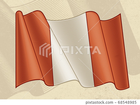 Vintage Flag Of Peru. Editable EPS8 vector illustration with clipping mask in woodcut style.	 68548985