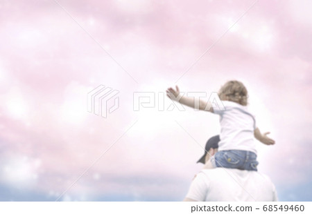family at Pink sunset. father and daughter having fun in nature. family at Pink sunset. father and daughter having fun in nature. 68549460