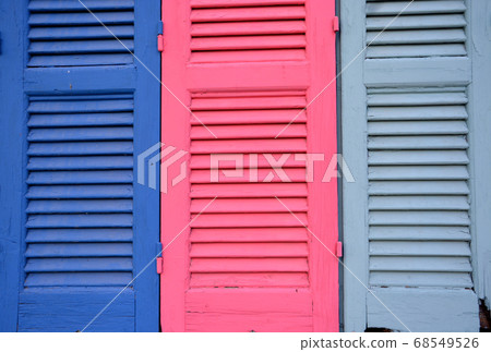 Brightly Rustic Coloured Wooden Vintage External Windows Brightly Rustic Coloured Wooden Vintage External Windows 68549526