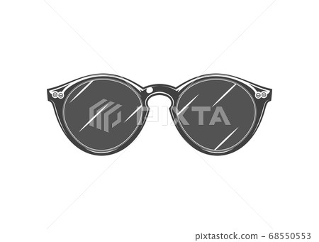 Vintage monochrome detailed sunglasses illustration. Isolated vector template 68550553