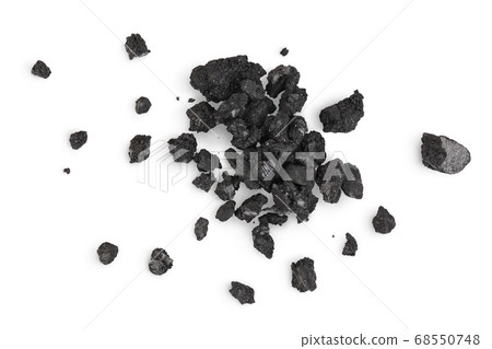 particles of charcoal isolated on white background with clipping path and full depth of field particles of charcoal isolated on white background with clipping path and full depth of field 68550748