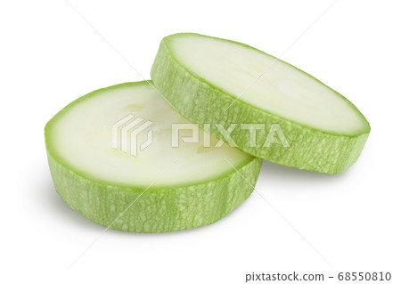 zucchini or marrow slices isolated on white background with clipping path and full depth of field zucchini or marrow slices isolated on white background with clipping path and full depth of field 68550810