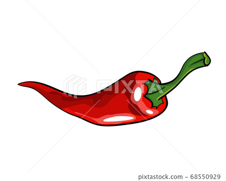 Hand drawn chili pepper. Super hot red chilli... - Stock Illustration  [68550929] - PIXTA