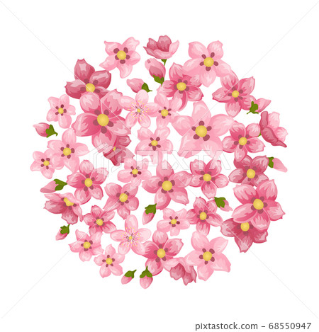 Sakura. Beautiful print with blossoming dark and light pink sakura flowers. Design element for greeting card banner or wedding invitation template Sakura. Beautiful print with blossoming dark and light pink sakura flowers. Design element for greeting card banner or wedding invitation template 68550947