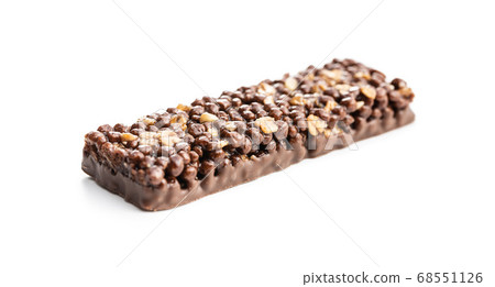Chocolate cereal bar. Tasty protein bar. 68551126