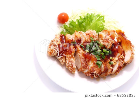 Fried chicken Tatsuta Ankake white background Fried chicken Tatsuta Ankake white background 68552853