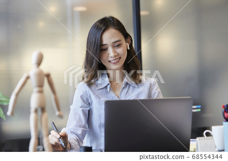 Women having an online meeting Women having an online meeting 68554344