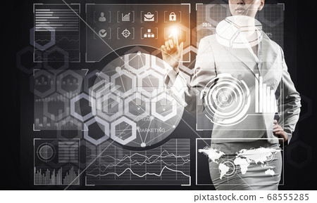 Businesswoman using modern technologies Businesswoman using modern technologies 68555285