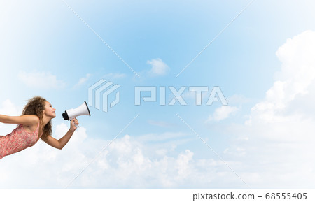 Girl making announcement Girl making announcement 68555405