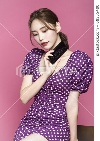 美女，粉紅色，女人 68555480