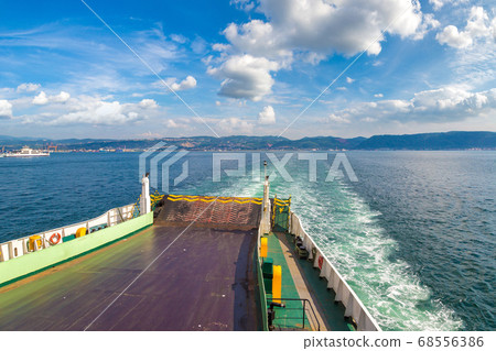 Ferry in Dardanelles strait, Turkey 68556386