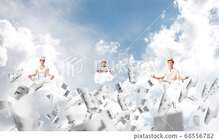 Young family keeping mind conscious. 68556782