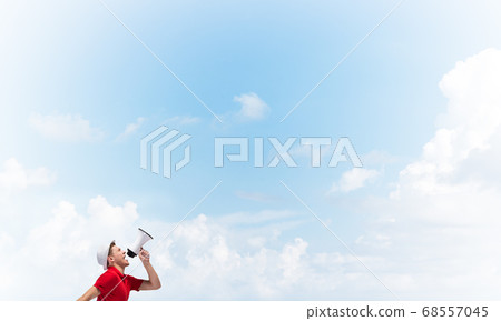 Guy making announcement Guy making announcement 68557045