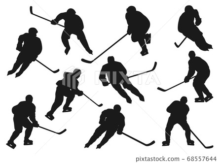 Ice hokey players silhouettes, sport team icons 68557644