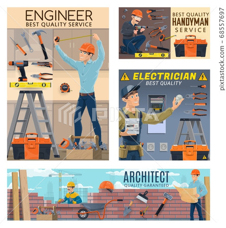 Builder engineer architect, electrician workers 68557697